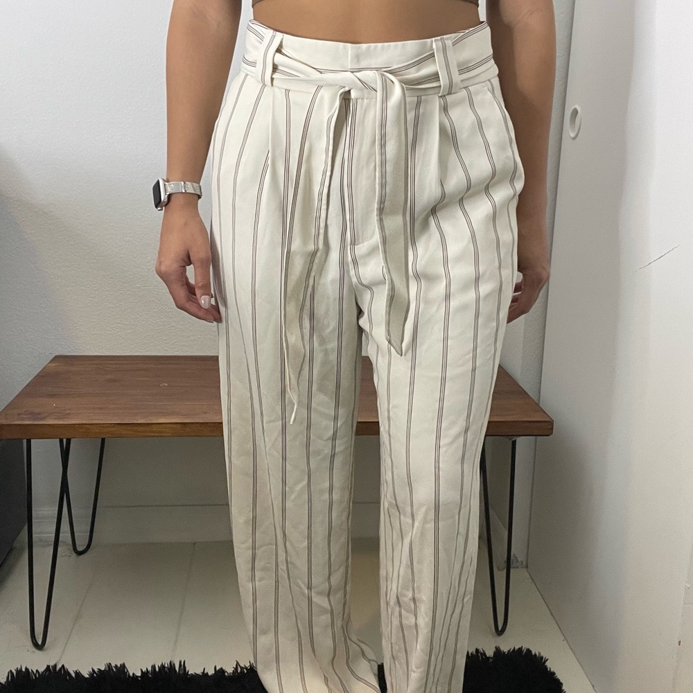 H&M Elegant White Striped Trousers